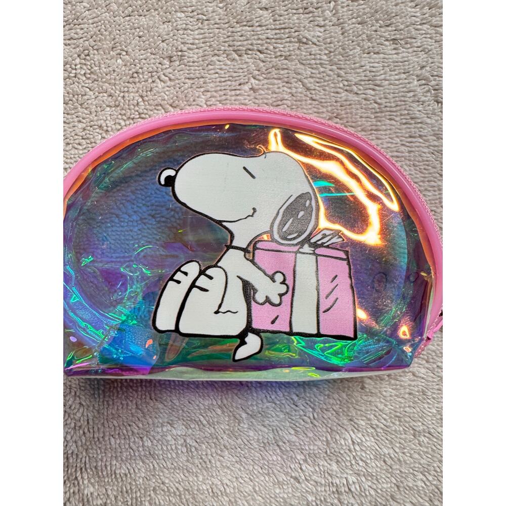 Snoopy peanuts gift iridescent pink coin purse zipper keychain - Picture 2 of 3